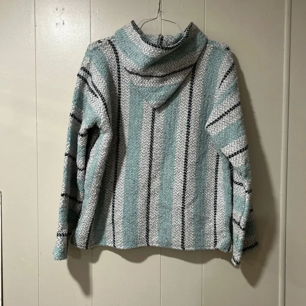 Baja Joe Striped Baja Hoodie Pullover XL Mint Gray Surf Skate